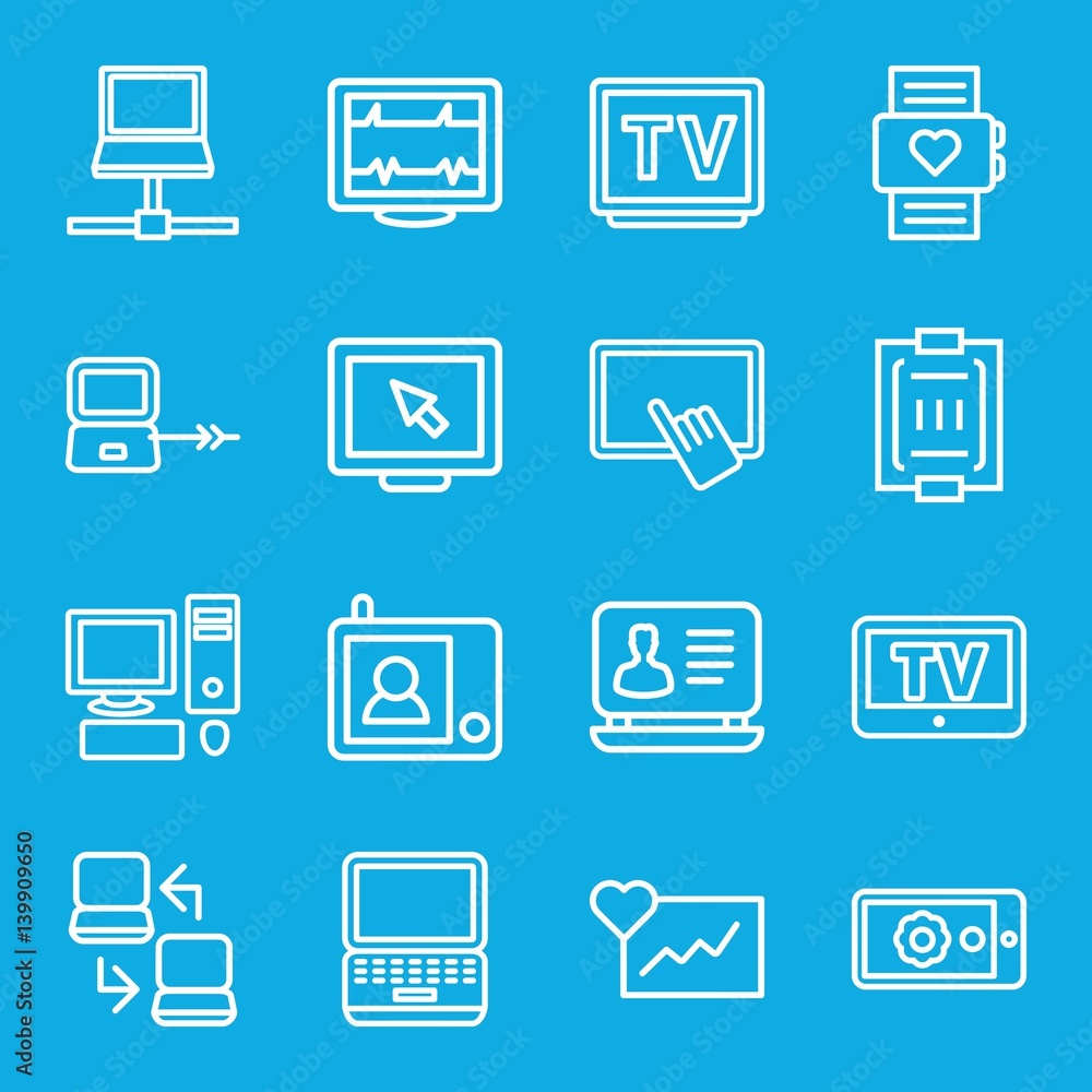 Poster Set of 16 monitor outline icons