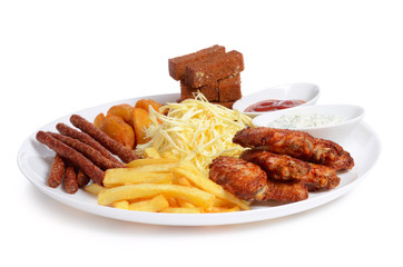 fried chicken with fries on a plate