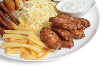 fried chicken with fries on a plate