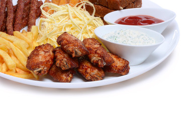 fried chicken with fries on a plate
