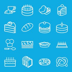 Set of 16 bakery outline icons