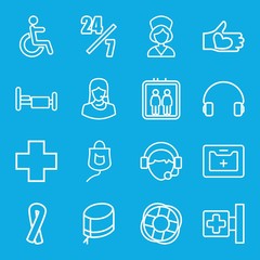 Set of 16 help outline icons