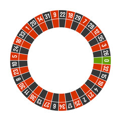 Roulette Casino Wheel Template with Zero on White Background. Vector