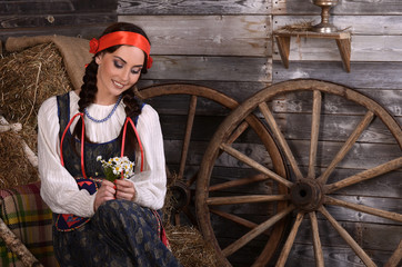 Beautiful woman portrait in russian style