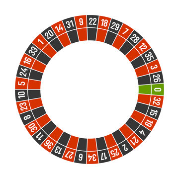 Roulette Casino Wheel Template with Zero on White Background. Vector