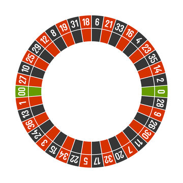 Roulette Casino Wheel Template with Double Zero on White Background. Vector