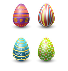 Easter eggs painted with spring pattern vector illustration.