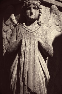 Vintage image of a sad angel