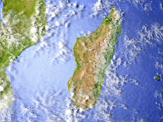Madagascar on realistic model of Earth