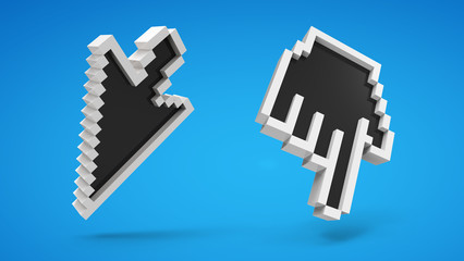 computer icons of hand and arrow cursor