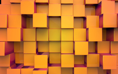 Background from extruded squares, yellow color