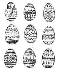Collection of hand drawn vector easter ornamental rich decorated