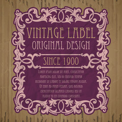 vector vintage items: label Art Nouveau