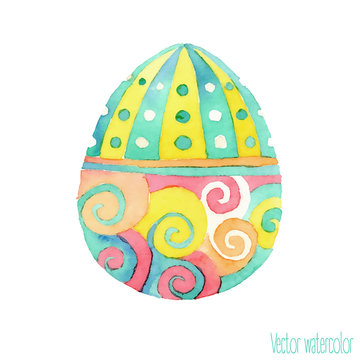 Vector isolated watercolor hand drawn Easter egg