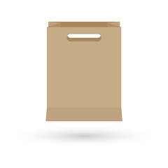 Grocery brown paper bag vector illustration isolated on white background with shadow