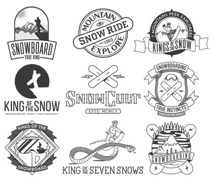 Snowboarding badges and icons bundle 2