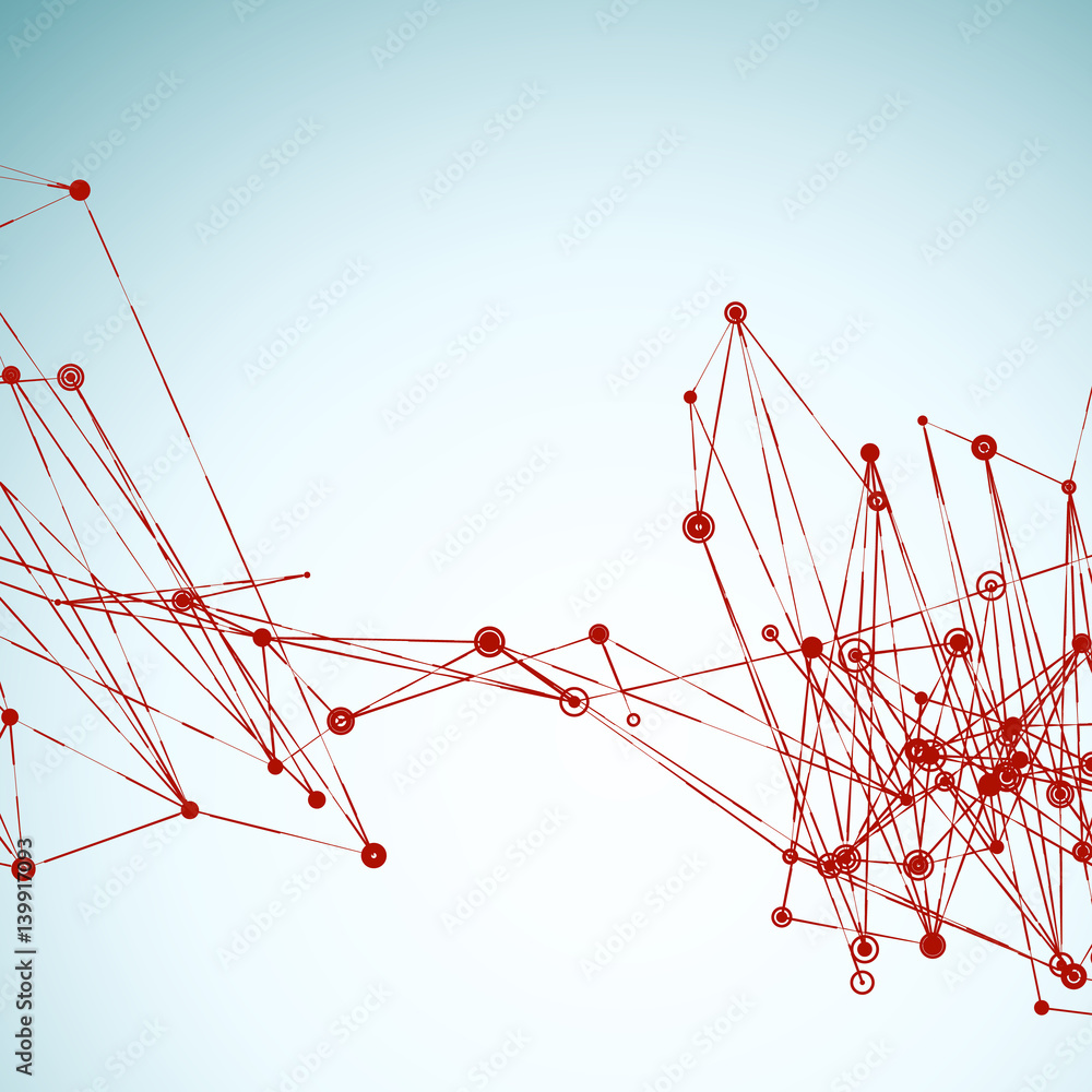 Poster abstract geometric polygonal shape. futuristic technology vector science background. connecting dots