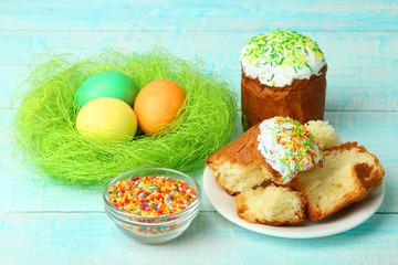 Easter bread and eggs