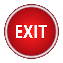 exit red glossy circle icon on white background