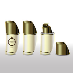 Luxury cosmetic bottle set with isolated background