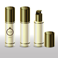 Luxury cosmetic bottle set with isolated background