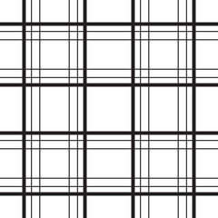 Geometric plaid line black and white minimalistic vector pattern. Checkered background. - 139919465