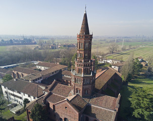 Obraz premium Monastero, abbazia di Chiaravalle, vista aerea, Milano, Lombardia
