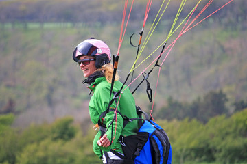 Paraglider about to launch