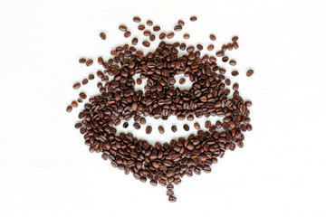 happy coffee break/ cheerful still life of grains on a light wooden background
