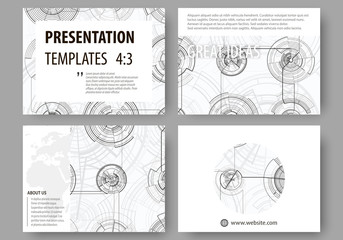 Set of business templates for presentation slides. Easy editable layouts, vector illustration. High tech design, connecting system. Science and technology concept. Futuristic abstract background.