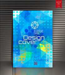 Cover design. Retro background with abstract colorful triangle design.