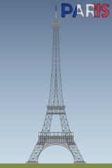 Fototapeta na wymiar The Eiffel Tower with Paris Letters