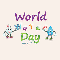 World water day illustration cartoon design.Water cartoon mascot character.Water drop icon vector logo design template.World Water Day idea campaign.
