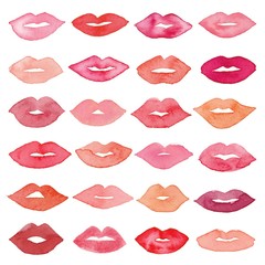Naklejka premium Watercolor lips icon set