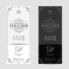 Retro gift voucher and a place for text, logo, contact information.