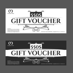 Retro gift voucher and a place for text, logo, contact information.