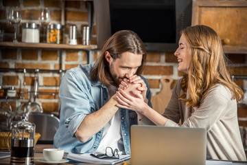 Couple working at home