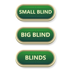 Colorful vector gambling and poker buttons with text.