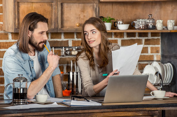 Couple working at home