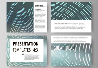 Set of business templates for presentation slides. Easy editable abstract vector layouts in flat design. Technology background in geometric style made from circles.