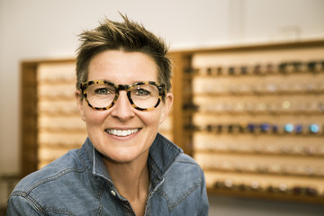 woman in a eyewear store