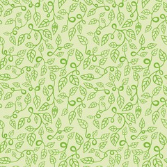 Seamless green floral background.