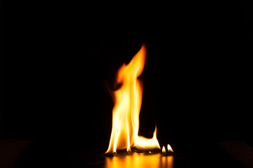 Burning fire flame on black background