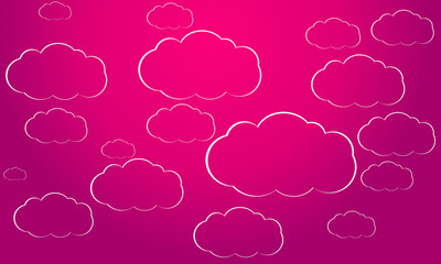 Pink vector background with clouds