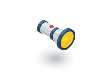 flashlight isometric flat icon. 3d vector colorful illustration. Pictogram isolated on white background