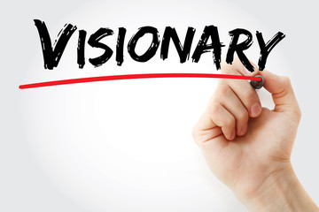 Hand writing Visionary with marker, concept background