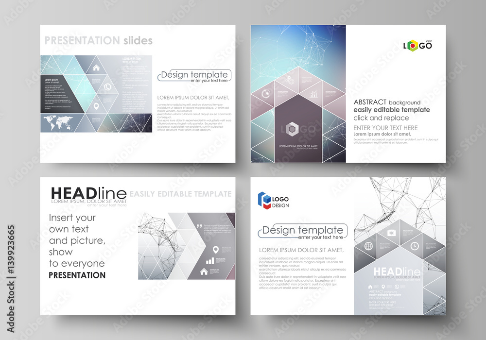 Poster set of business templates for presentation slides. abstract vector layouts in flat design. compounds