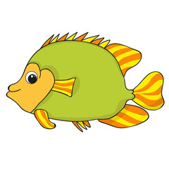 Cartoon fish sea life isolated