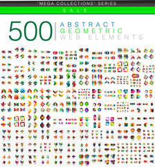 Fototapeta na wymiar Huge mega set of 500 business paper origami style option infographic banners