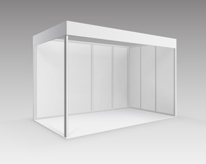 White Blank Indoor Trade exhibition Booth Standard Stand for Presentation in Perspective Isolated on Background